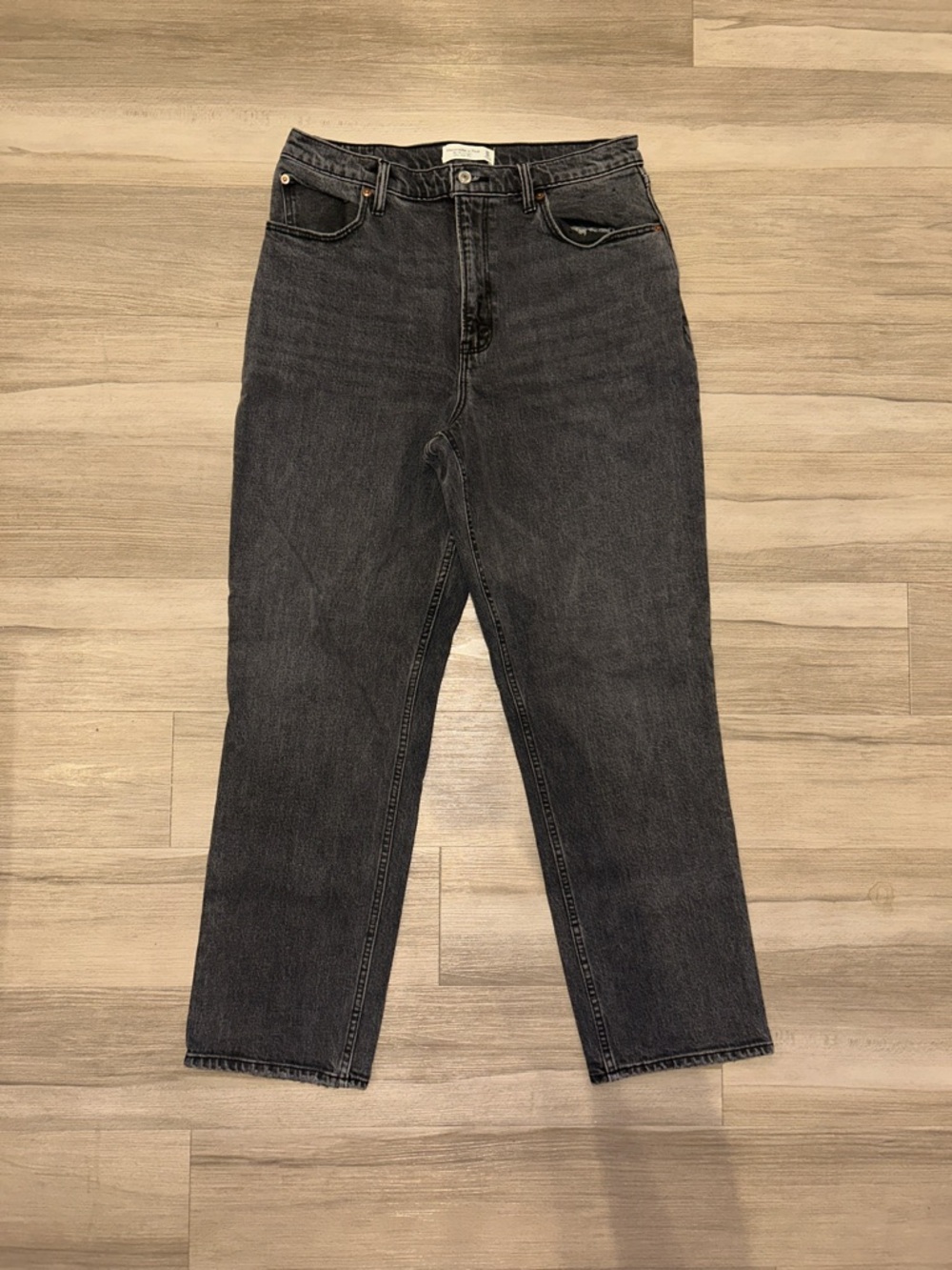 Abercrombie High-Rise Straight Leg Charcoal Jeans